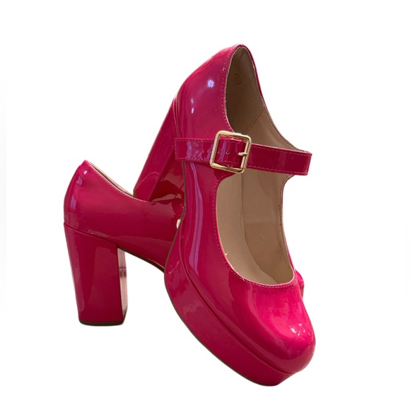 Coutgo Shoes - COUTGO HOT PINK PLATFORM MARY JANES